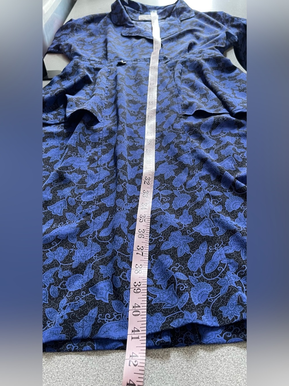 Lindor Vintage Blue & Black Floral Peplum Dress - Picture 11 of 12